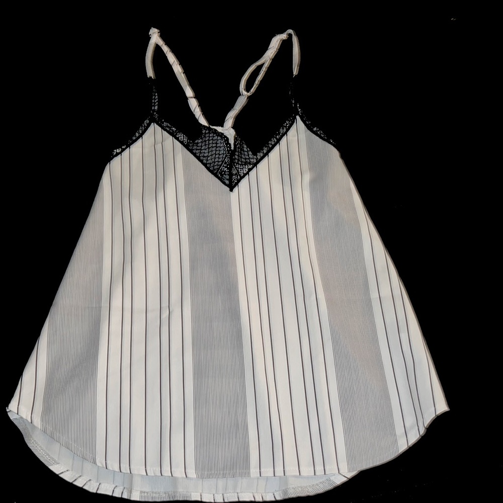 Women’s lace trimmed striped shirt
